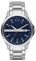 Armani Exchange Hampton AX2132 Men's Chronograph Watch - Blue Dial with Silver Stainless Steel Bracelet