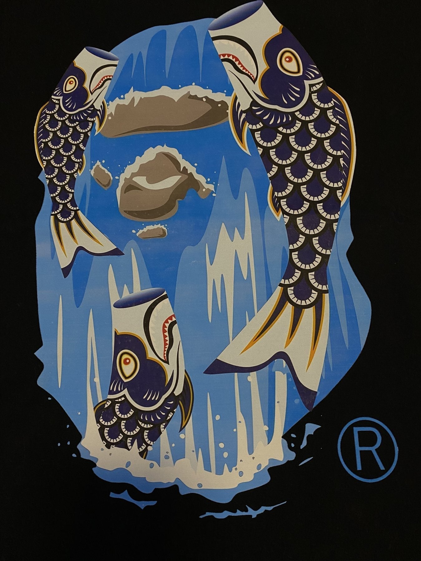 BAPE Fish Waterfall Graphic Short-Sleeve T-Shirt — detail