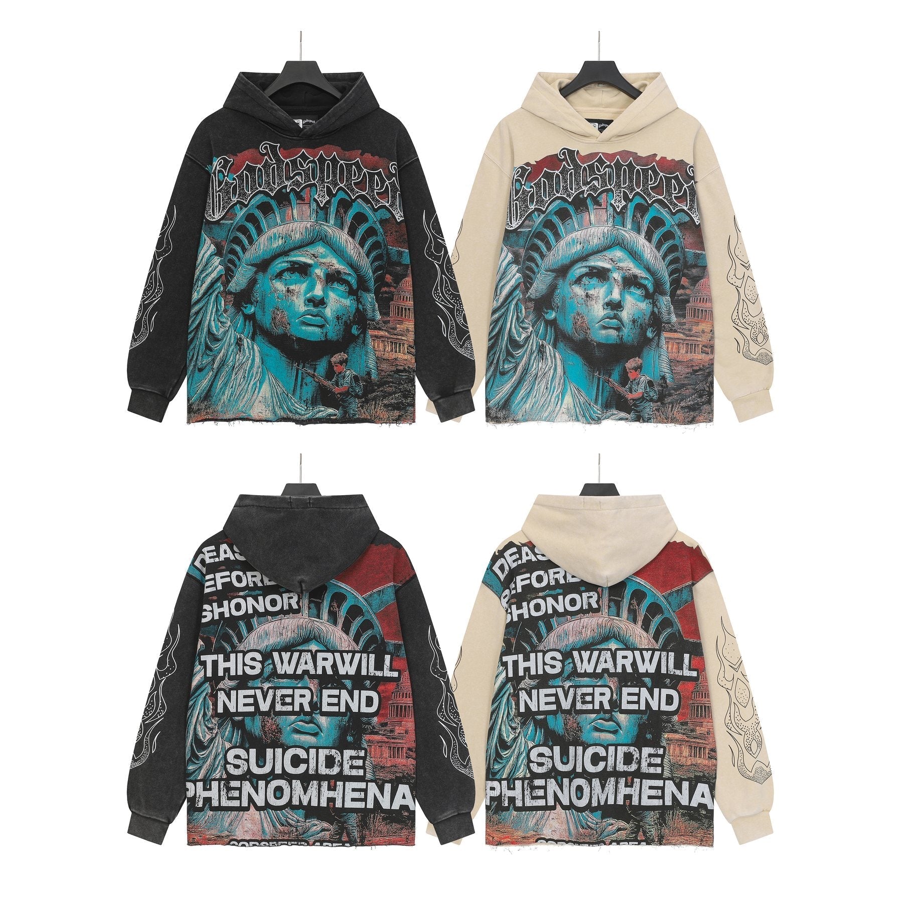 Godspeed Never End War Graphic Hoodie — comparison