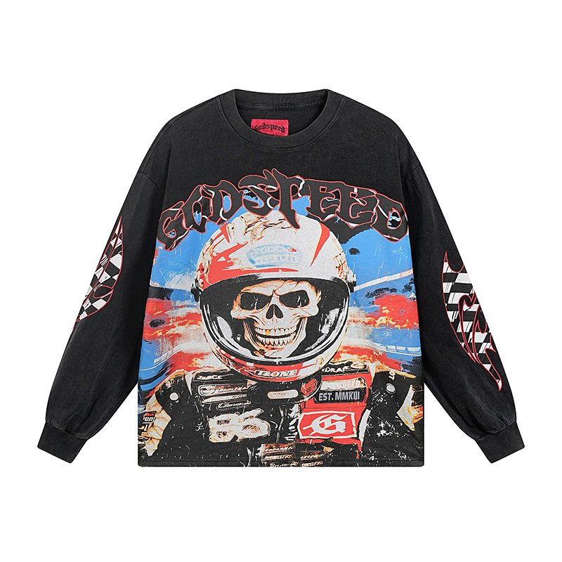 Godspeed Out of Many One Racing Graphic Long-Sleeve T-Shirt — hero