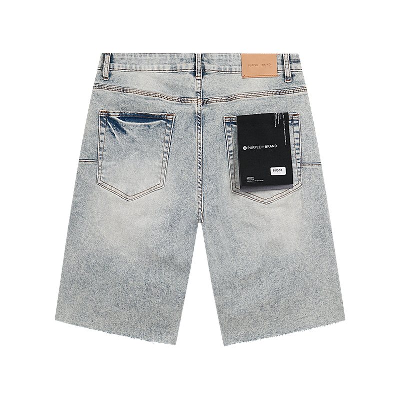 Purple Brand Light Blue Distressed Denim Shorts — back