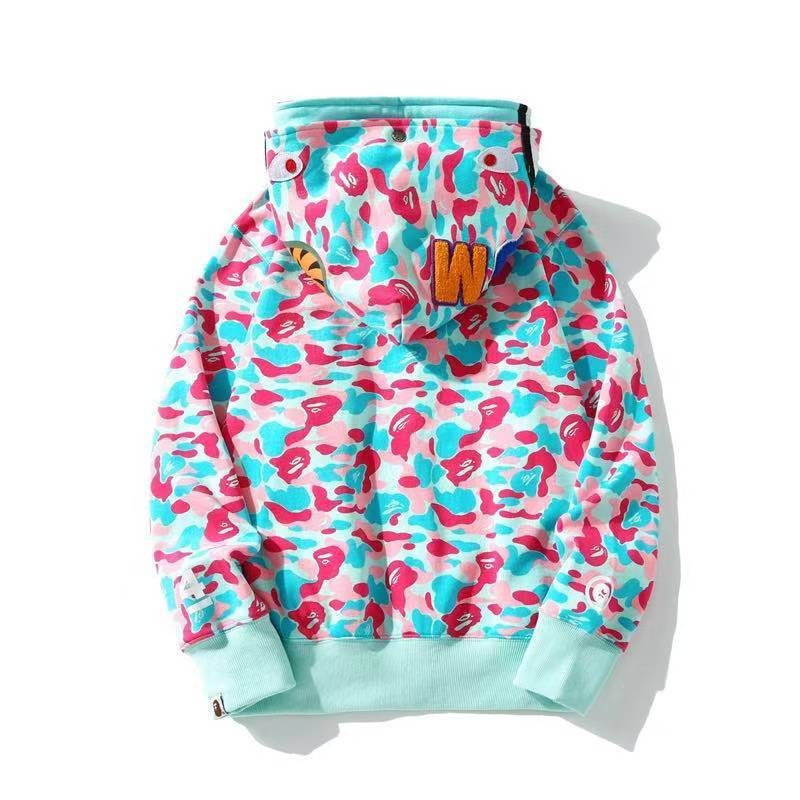 BAPE Mint Camo Shark Full-Zip Hoodie — back