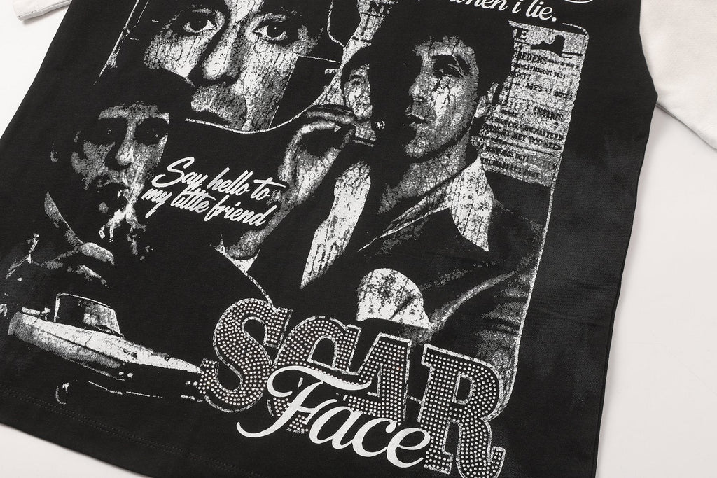 Life Hustlere Rhinestone Graphic Two-Tone T-Shirt — detail