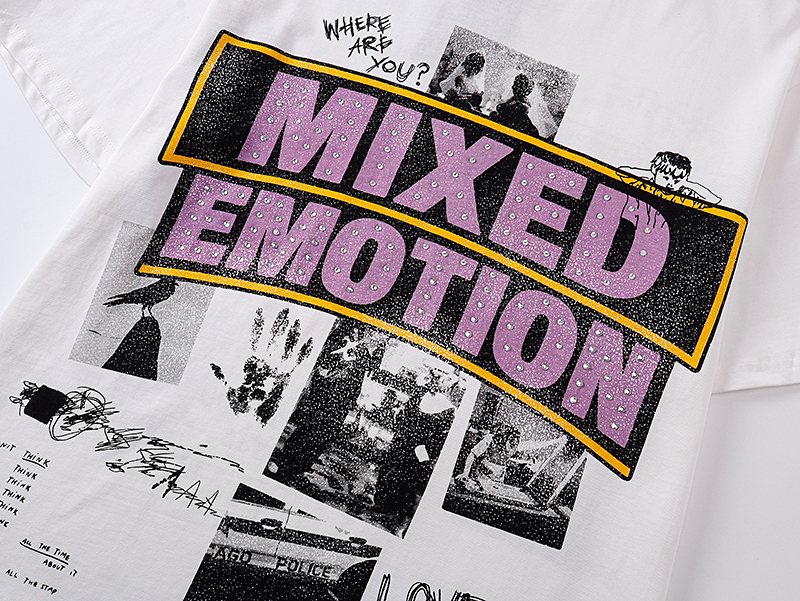 MIXED EMOTION White Graphic T-Shirt — detail