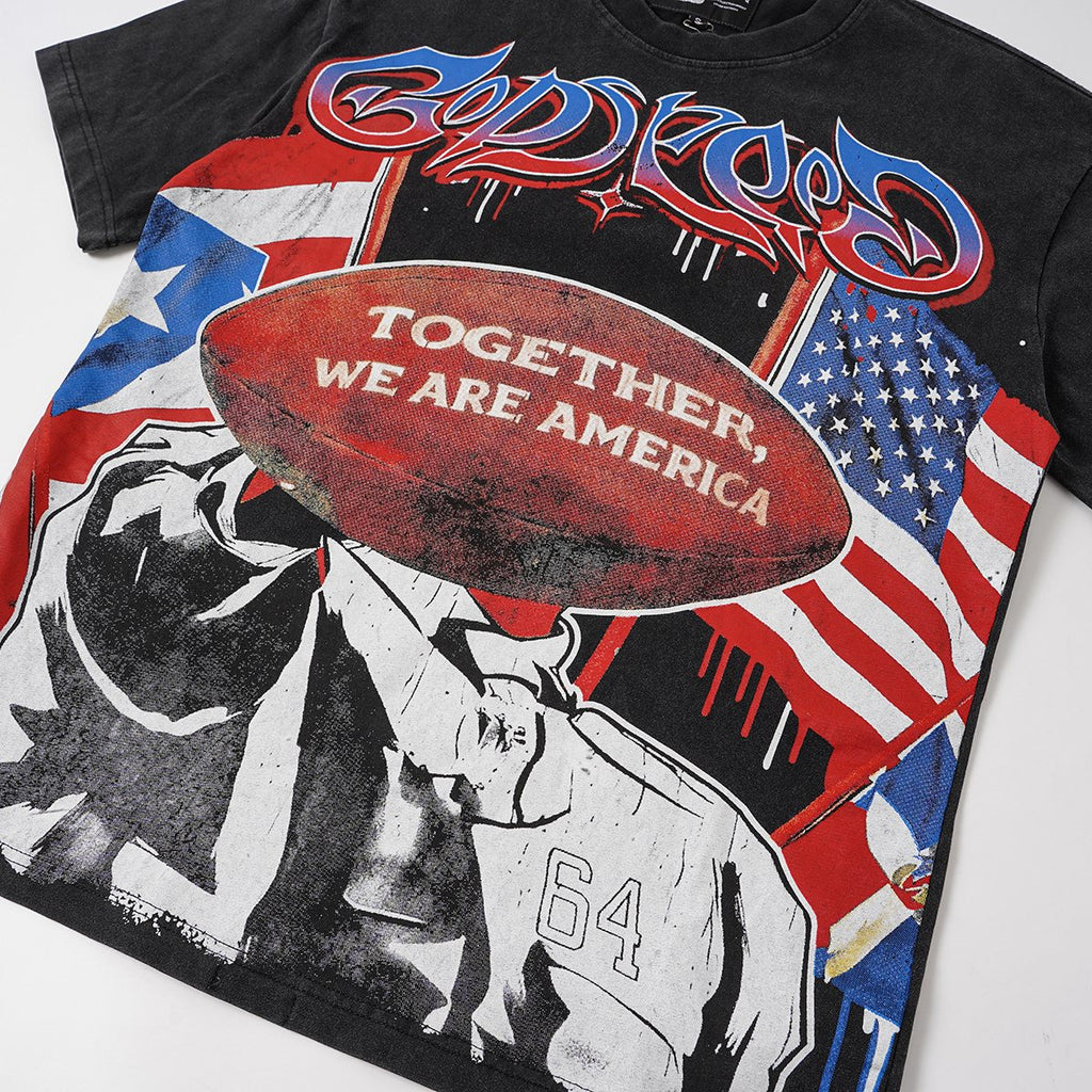 Godspeed Together We Are America Football Graphic T-Shirt — detail