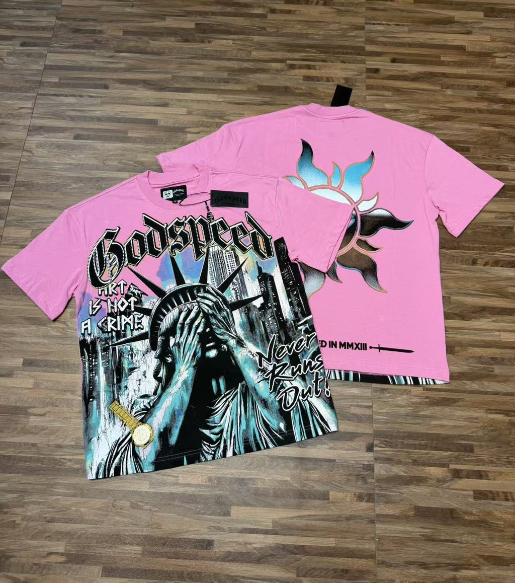 Godspeed Statue & Eye Graphic Short-Sleeve T-Shirt — context