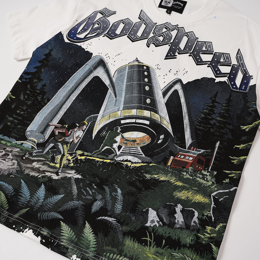 Godspeed Sci-Fi Landscape Graphic T-Shirt — detail