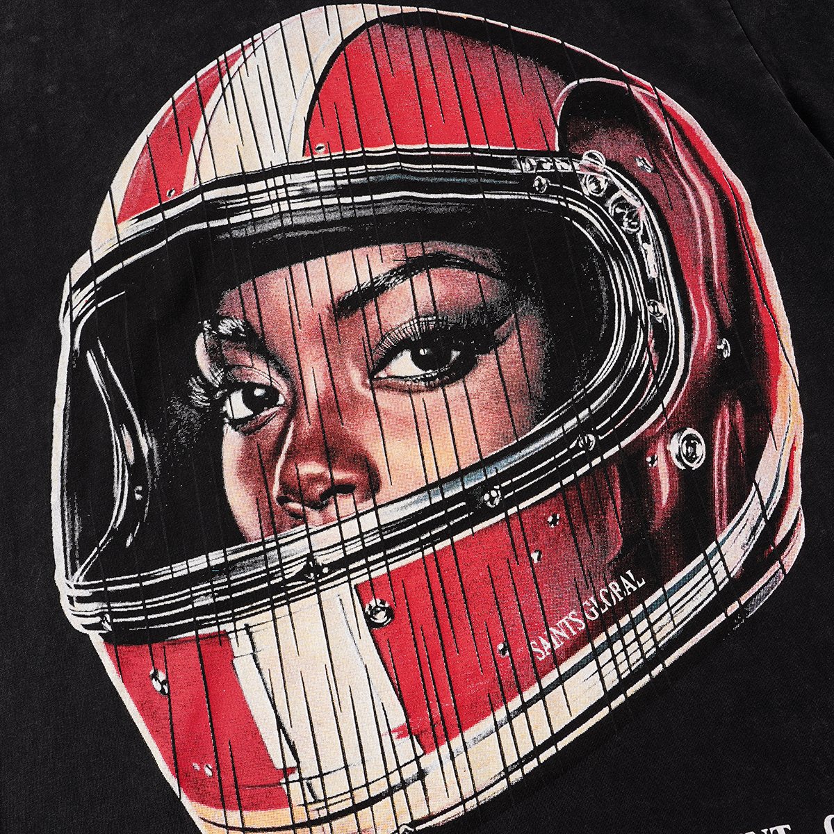 SAINT Washed Rhinestone Graphic T-Shirt — detail