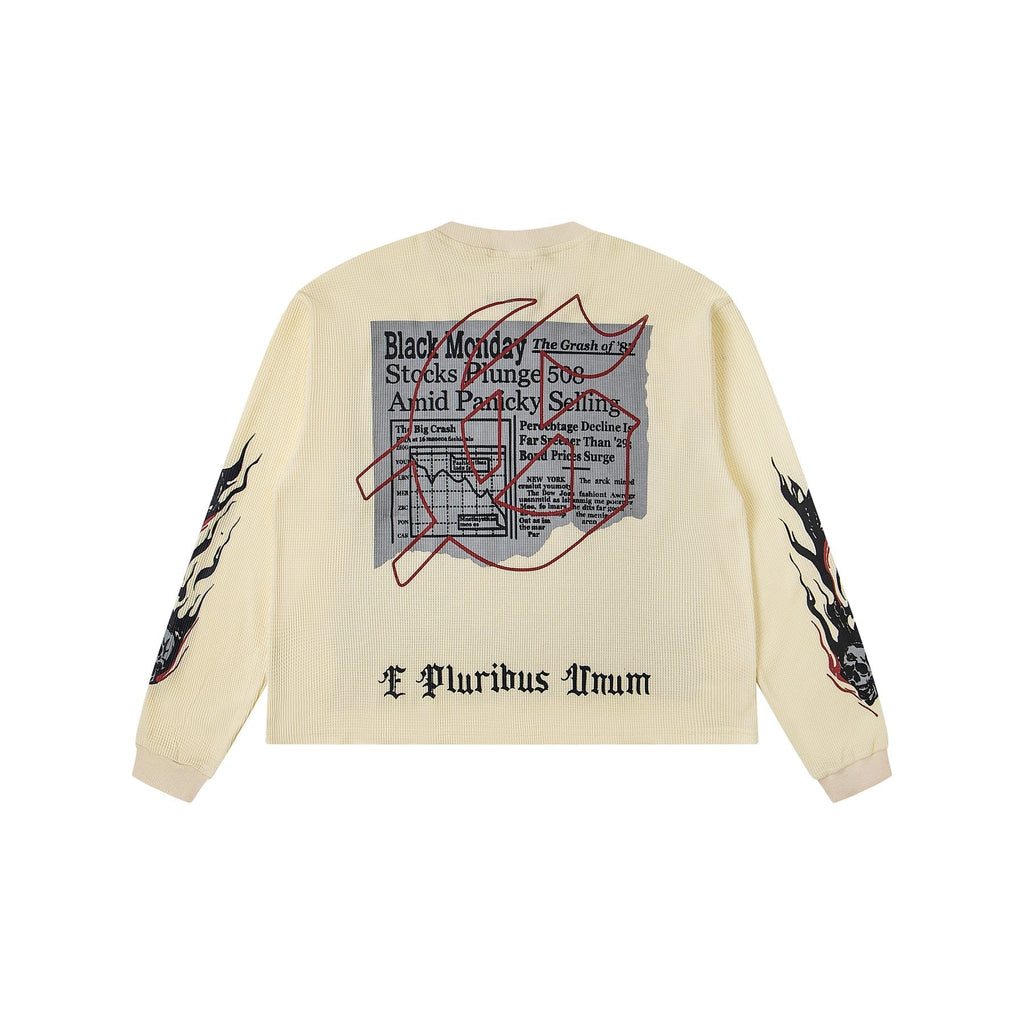Godspeed Newspaper Skull Graphic Long-Sleeve T-Shirt — back