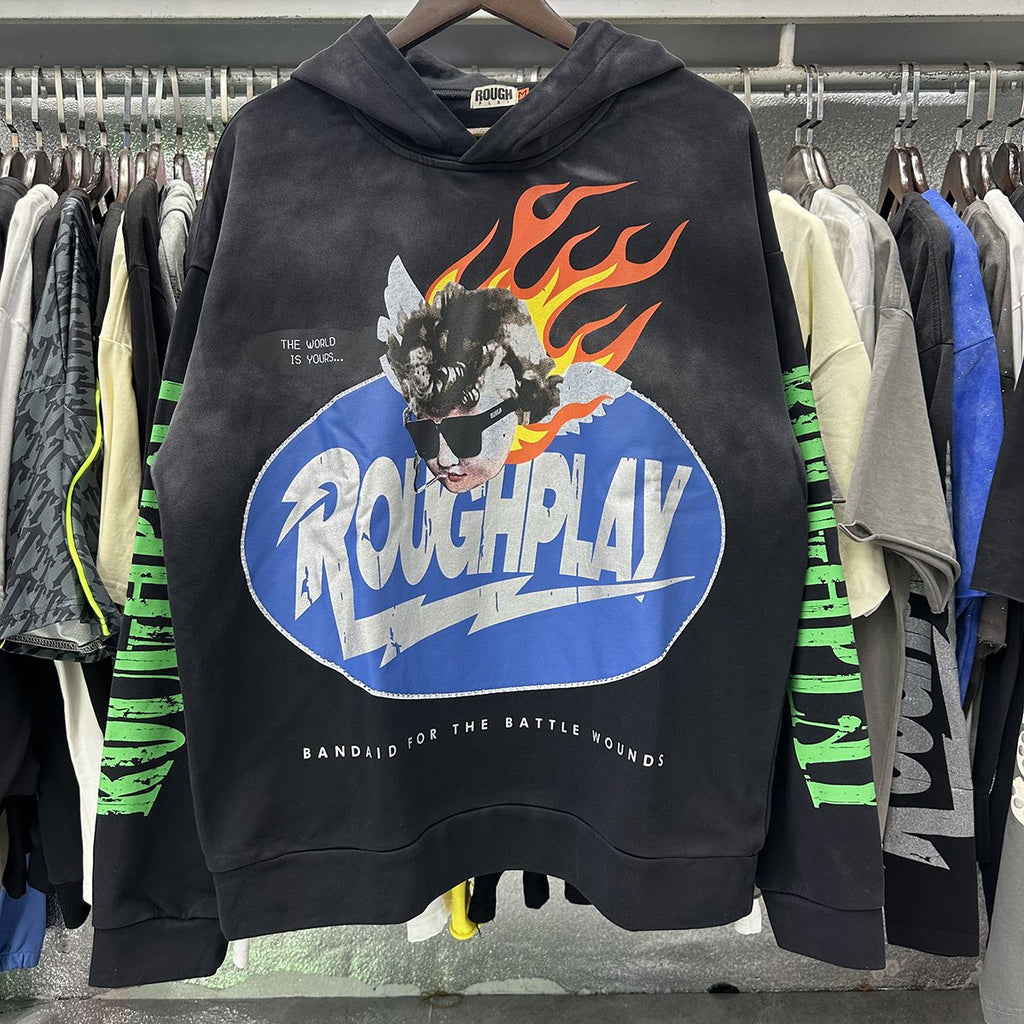 Rough Play SoulBoy Rhinestone Graphic Hoodie — context