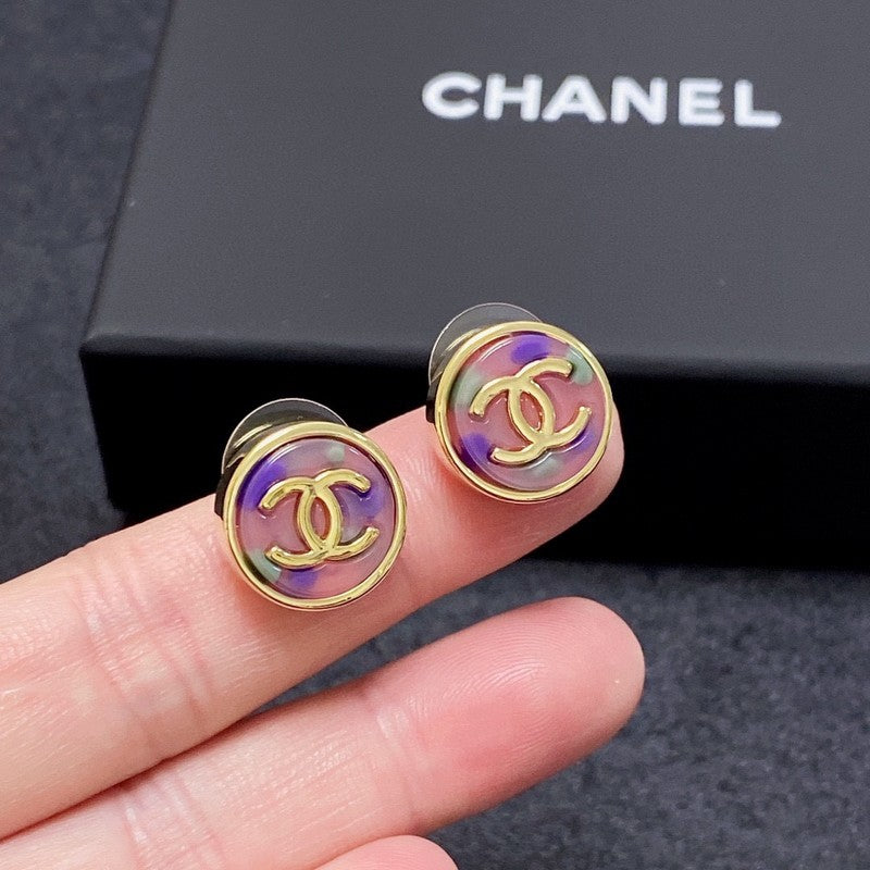 18K  Chanel Colorful Round Earrings