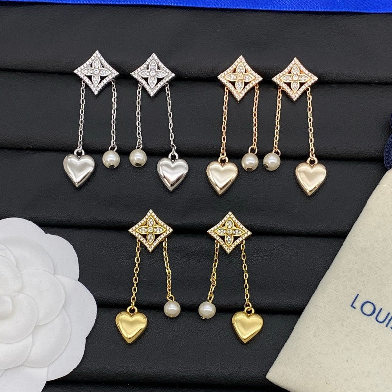 18K Louis Vuitton Pearl Diamond Drop Earrings