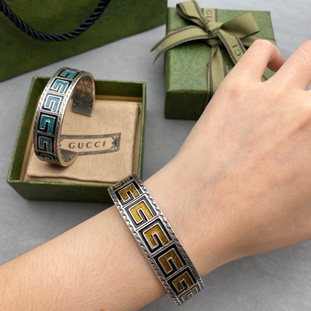 Double Gucci Cube Yellow Wide Bracelet
